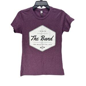 District Women's Purple Graphic T-Shirt The Band Print Size S Casual Streetwear